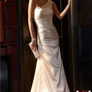 Charmeuse Wedding Gown with one beard embellished strap